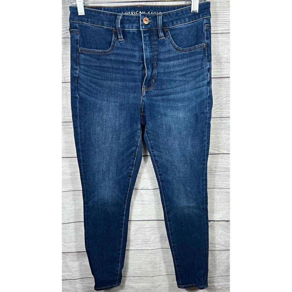 American Eagle Women's Mid Rise Skinny Jeans Blue Medium Wash Stretch 6